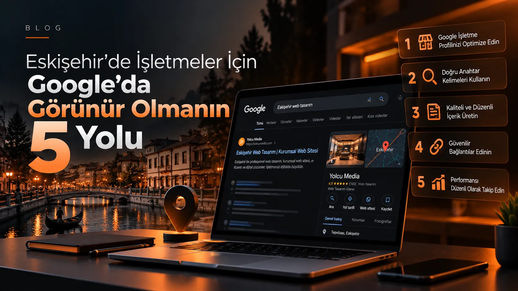 Eskişehir'de modern bir çalışma ortamında Google Maps görüntüsü
